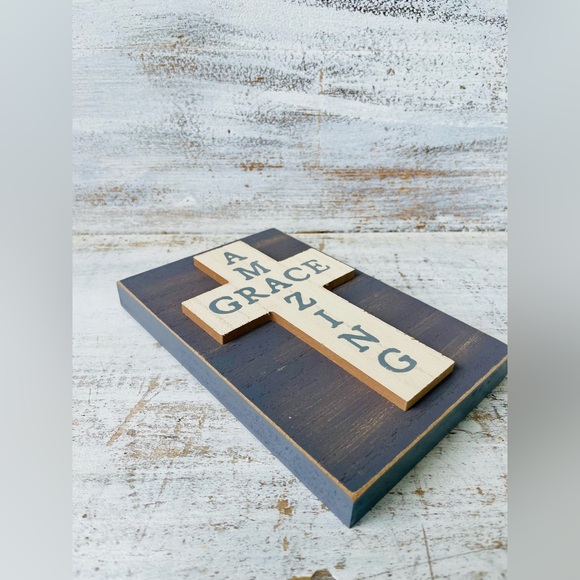 *Amazing Grace Layered Wooden Cross Block - Picture 7 of 15